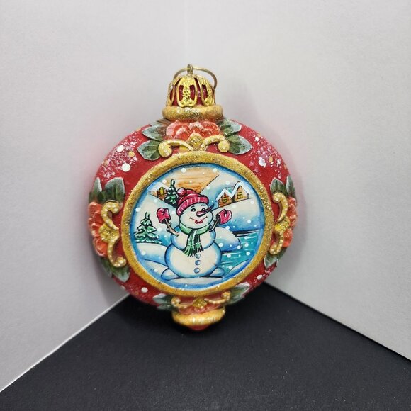 Snowman Hand-Painted Scenic Art Christmas Ornament Tree by G. DeBrekht Décor - Picture 1 of 6